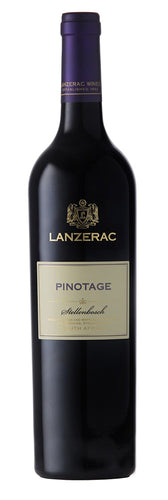 Fles rode wijn Lanzerac Pinotage. Wijnhuis Lanzerac Stellenbosch in Zuid-Afrika. Verkrijgbaar bij Wijnstory