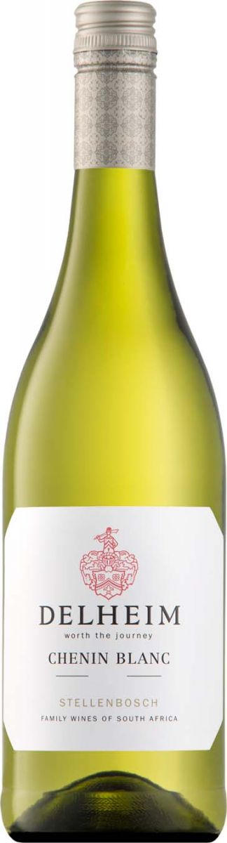 Fles witte wijn Delheim Chenin Blanc. Wijnhuis Delheim Stellenbosch in Zuid-Afrika. Verkrijgbaar bij Wijnstory